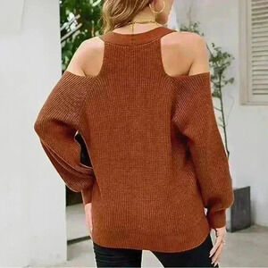 Poof Women Knit Cardigan Cold Shoulder Open Size Large